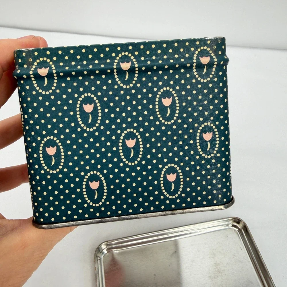 Vintage Windmill Tin‎ Trinket Box Polka Dot Floral Storage Decor Cottage Kitsch